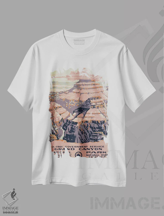 تیشرت سفید طرح دار "پارک ملی گرند کانیون"، تزئینی اثر کتابخانه کنگره | immage.ir
