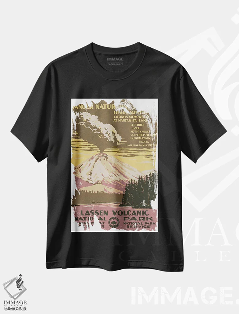 تیشرت مشکی طرح دار "گذرنامه به ماجراجویی"، تزئینی اثر کتابخانه کنگره | فروشگاه ایماژ
