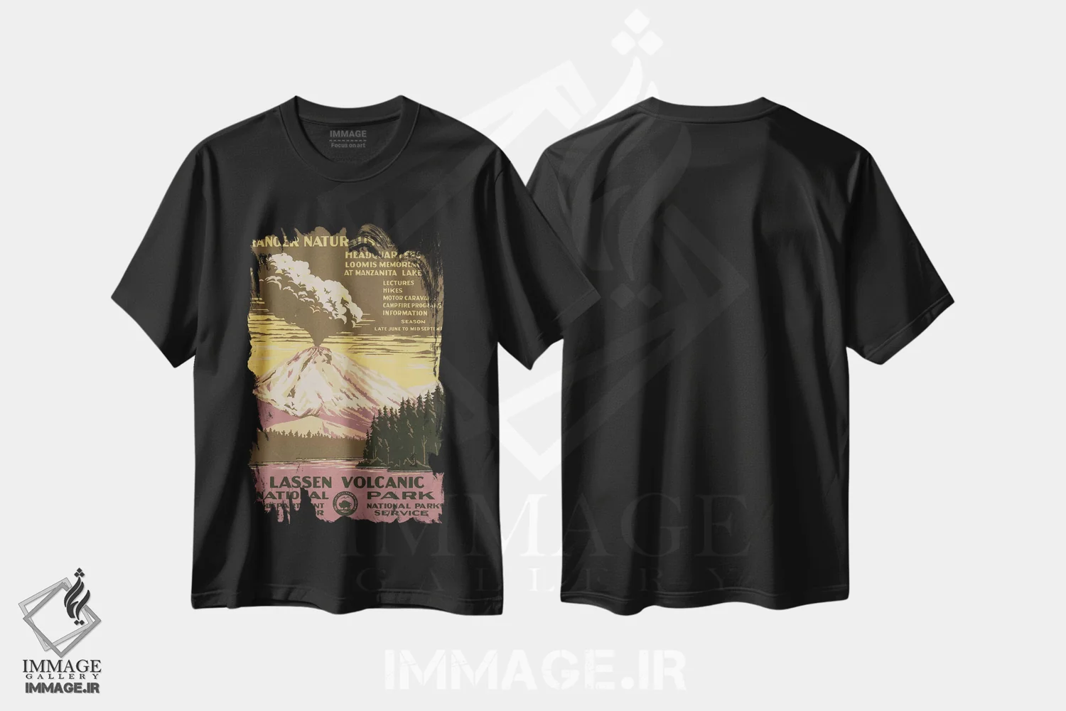 تیشرت مشکی طرح دار "پارک ملی آتشفشانی لاسن"، تزئینی اثر کتابخانه کنگره | immage.ir