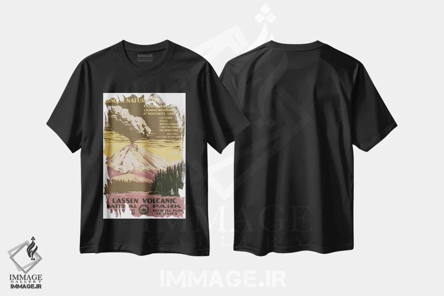 تیشرت مشکی طرح دار "گذرنامه به ماجراجویی"، تزئینی اثر کتابخانه کنگره | فروشگاه ایماژ