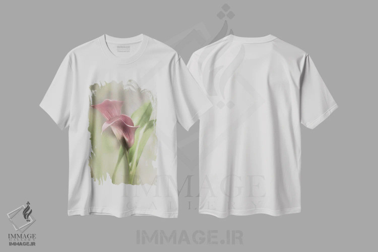 تیشرت سفید طرح دار گل کالای صورتی، تزئینی اثر لری دیتِر | immage.ir