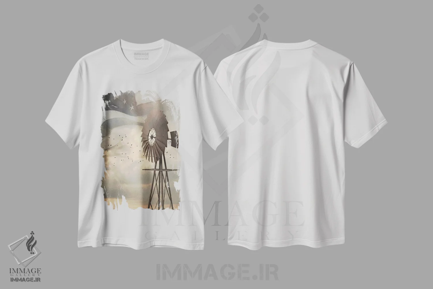 تیشرت سفید طرح دار سرزمینی که دوست دارم - آسیاب بادی ۱، دکور روستایی اثر لری دیتِر | immage.ir