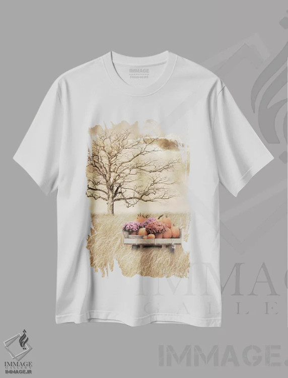 تیشرت سفید طرح دار واگن پاییزی، دکور روستایی اثر لری دیتِر | immage.ir