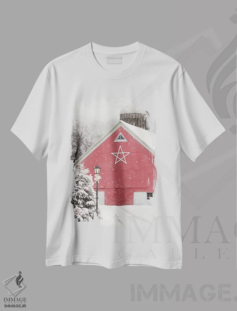 تیشرت سفید طرح دار اصطبل ستاره قرمز، دکور روستایی اثر لری دیتِر | immage.ir