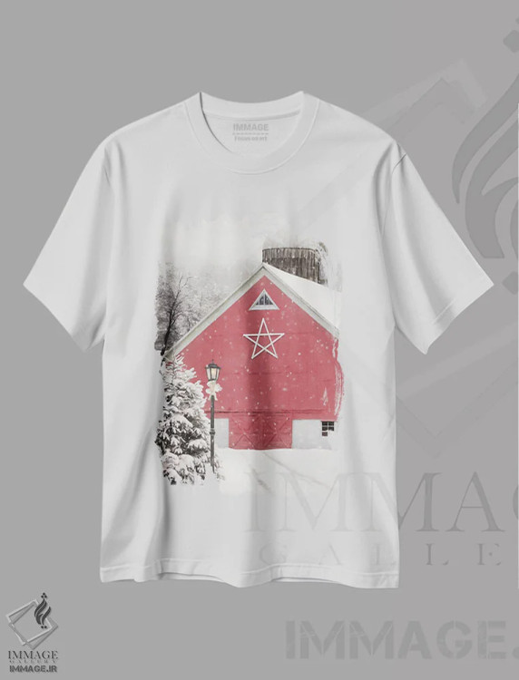 تیشرت سفید طرح دار اصطبل ستاره قرمز، دکور روستایی اثر لری دیتِر | immage.ir