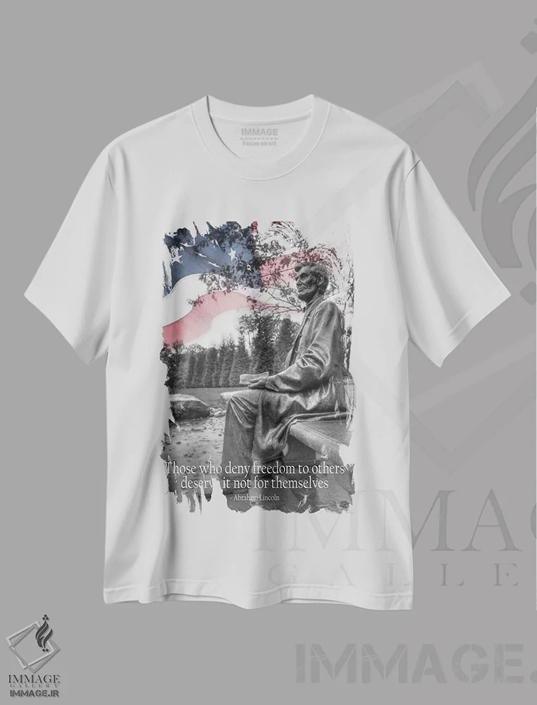 تیشرت سفید طرح دار "آزادی برای دیگران"، دکور آمریکایی اثر لری دیتِر | فروشگاه ایماژ