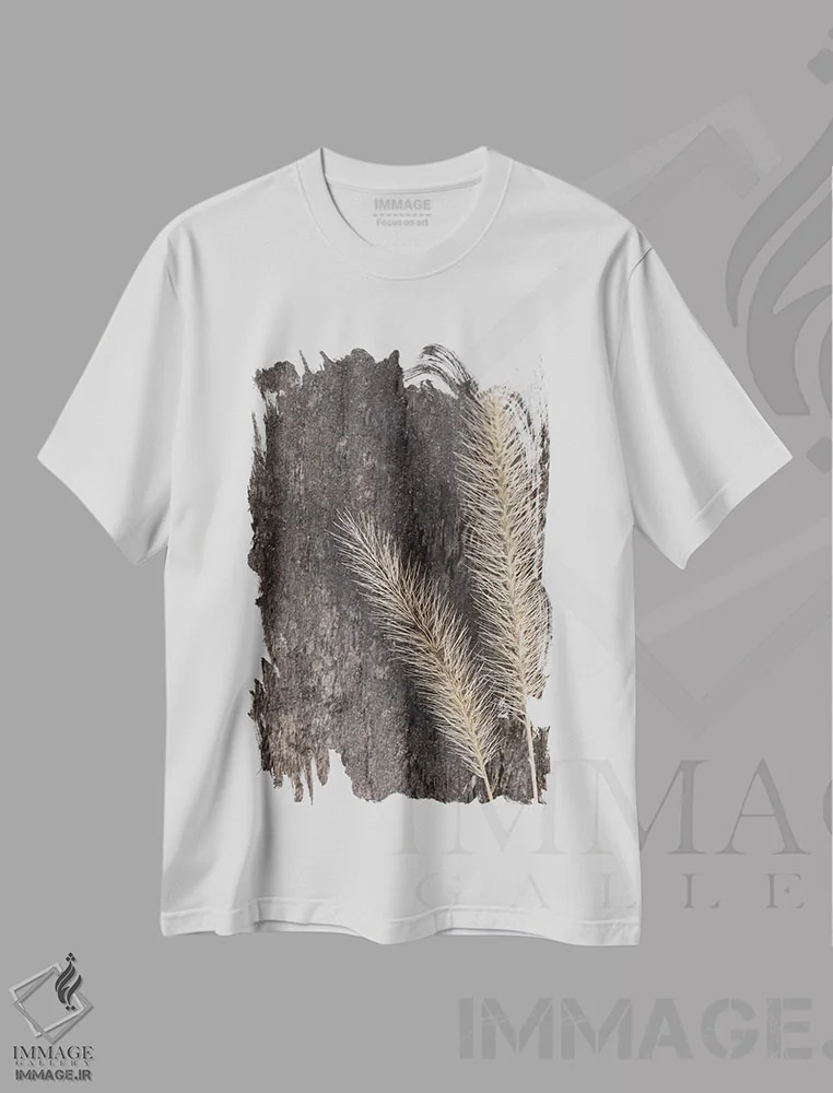 تیشرت سفید طرح دار "گندم طبیعی"، دکور روستایی اثر لری دیتِر | immage.ir