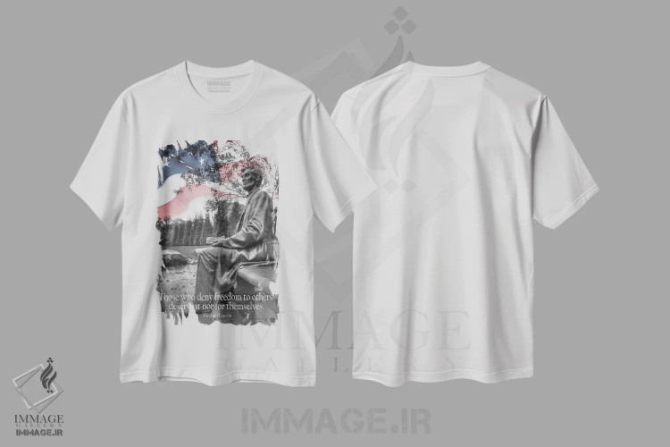 تیشرت سفید طرح دار "آزادی برای دیگران"، دکور آمریکایی اثر لری دیتِر | فروشگاه ایماژ
