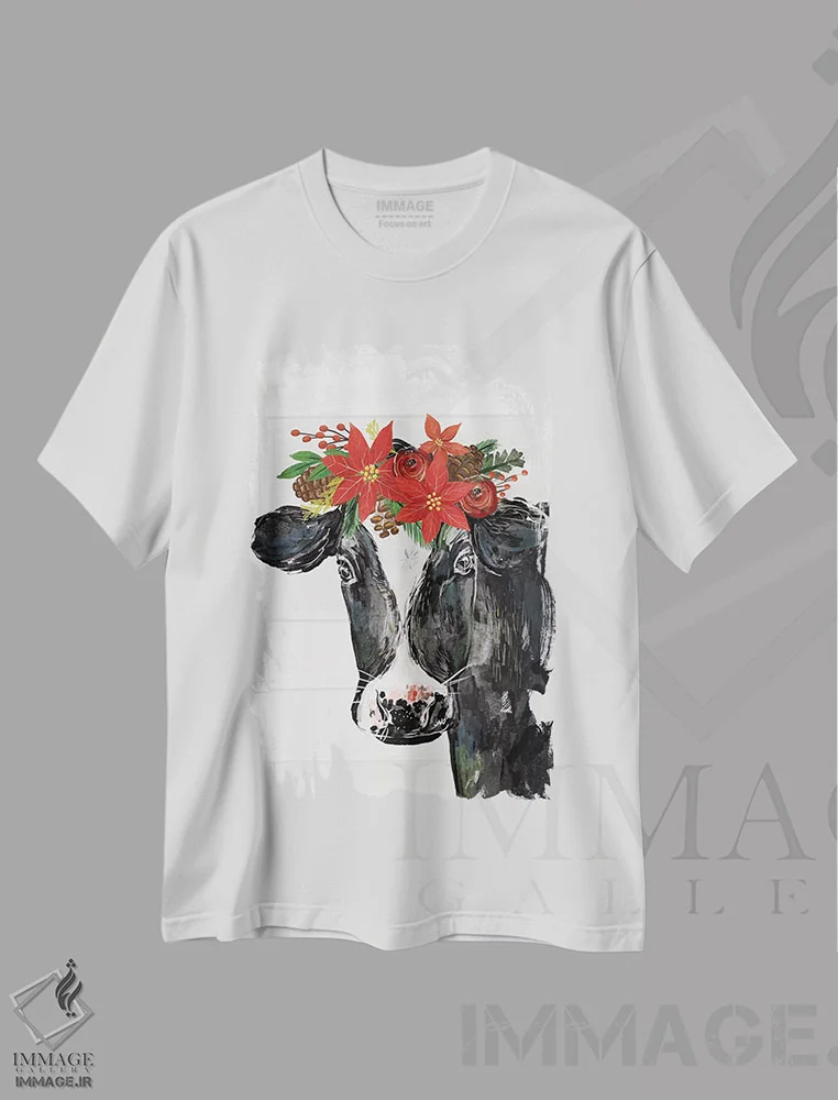 تیشرت سفید طرح دار "کریسمس روستایی ۳"، دکور روستایی جشن دار اثر لونی هریس | immage.ir