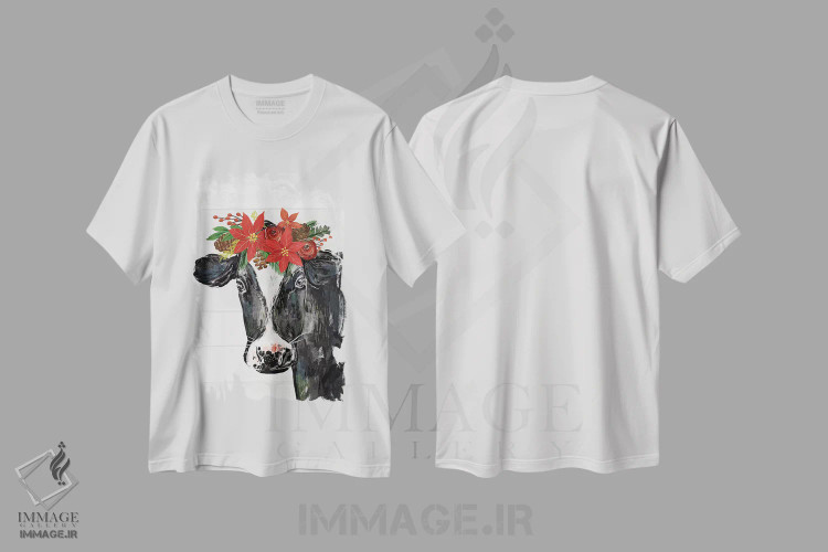 تیشرت سفید طرح دار "کریسمس روستایی ۳"، دکور روستایی جشن دار اثر لونی هریس | immage.ir