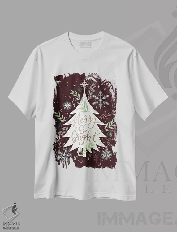 تیشرت سفید طرح دار "برف های آرام کریسمس ۲"، تابلو و عبار ت های کریسمسی اثر لونی هریس | فروشگاه ایماژ