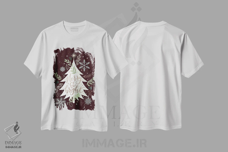 تیشرت سفید طرح دار "برف های آرام کریسمس ۲"، تابلو و عبار ت های کریسمسی اثر لونی هریس | فروشگاه ایماژ