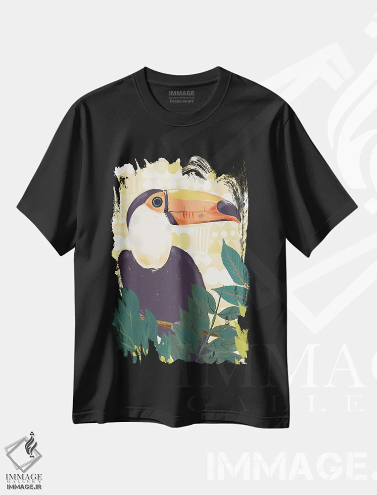 تیشرت مشکی طرح دار "تب جنگل ۲"، تزئینی اثر لونی هریس | فروشگاه ایماژ