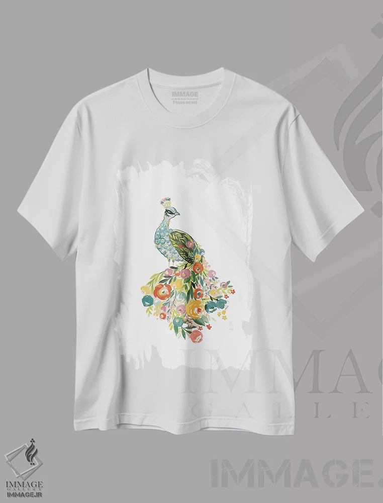 تیشرت سفید طرح دار "پرواز گل دار"، تزئینی اثر لونی هریس | immage.ir