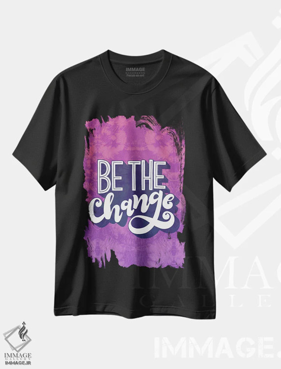 تیشرت مشکی طرح دار "تغییر باش"، هنر دیجیتال اثر لونی هریس | فروشگاه ایماژ