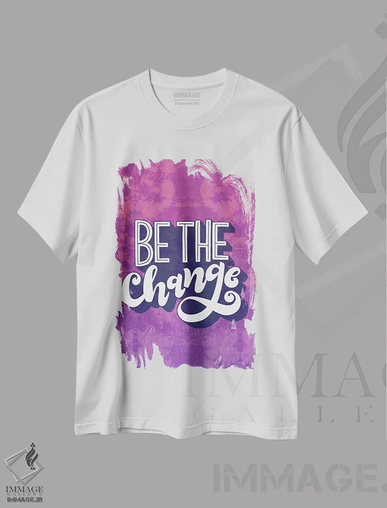 تیشرت سفید طرح دار "تغییر باش"، هنر دیجیتال اثر لونی هریس | immage.ir