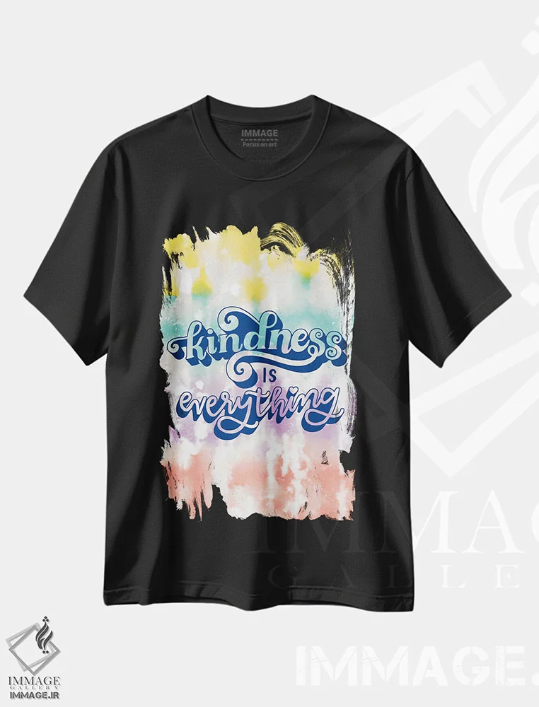تیشرت مشکی طرح دار "مهربانی همه چیز است"، هنر دیجیتال اثر لونی هریس | فروشگاه ایماژ