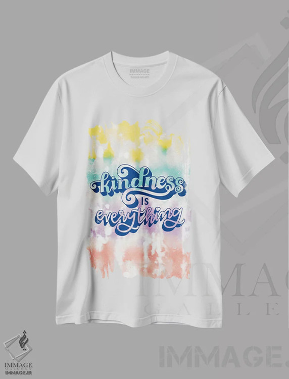 تیشرت سفید طرح دار "مهربانی همه چیز است"، هنر دیجیتال اثر لونی هریس | immage.ir
