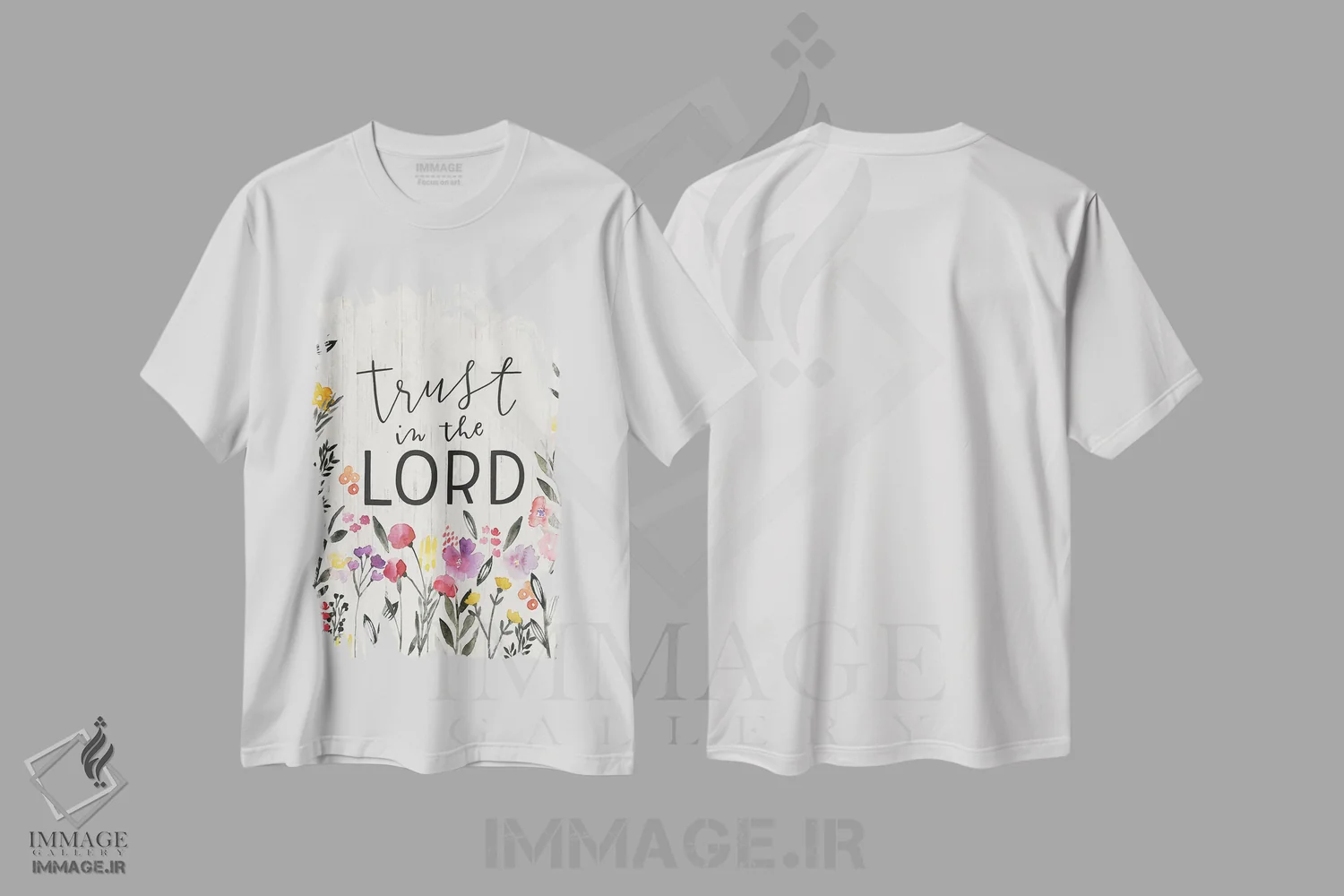 تیشرت سفید طرح دار "اعتماد به خداوند"، دکور روستایی اثر لونی هریس | فروشگاه ایماژ