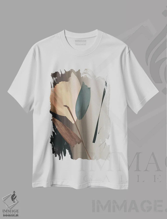 تیشرت سفید طرح دار "حرکت دوم ۲"، آبستره اثر لولا آبلان | فروشگاه ایماژ