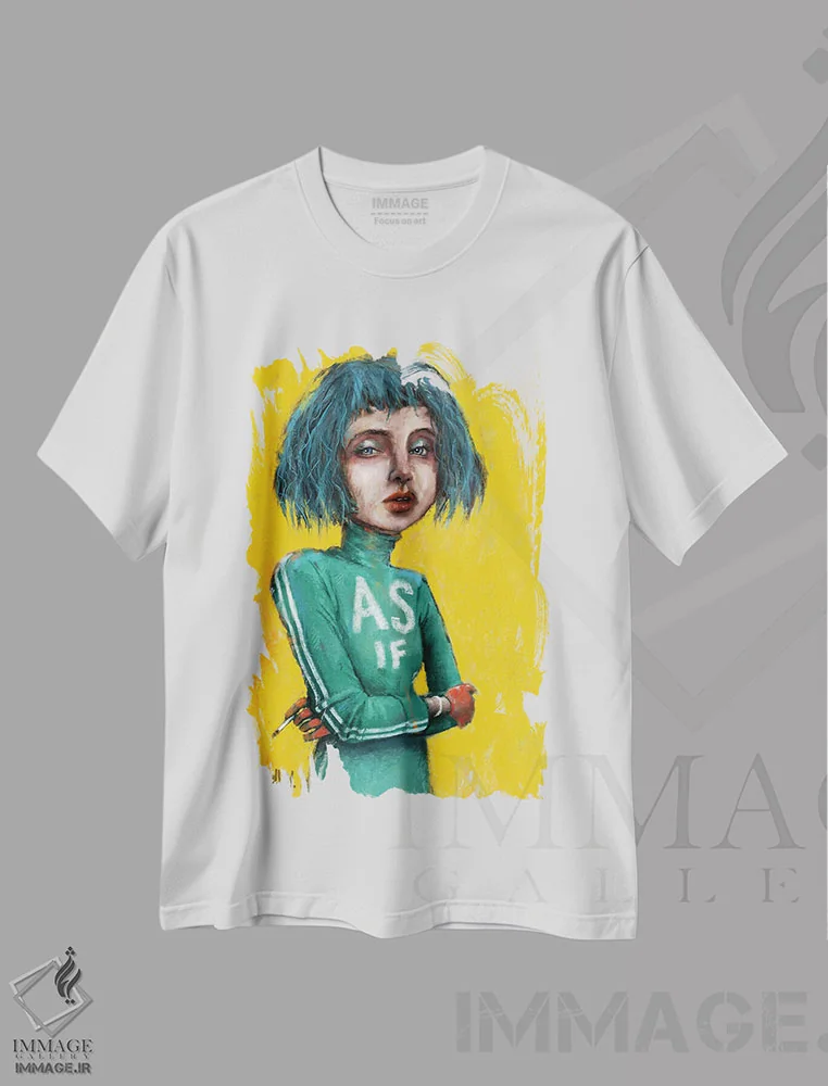 تیشرت سفید طرح دار "مثل اینکه"، دکوراسیون جایگزین اثر لیت او'مالی | immage.ir