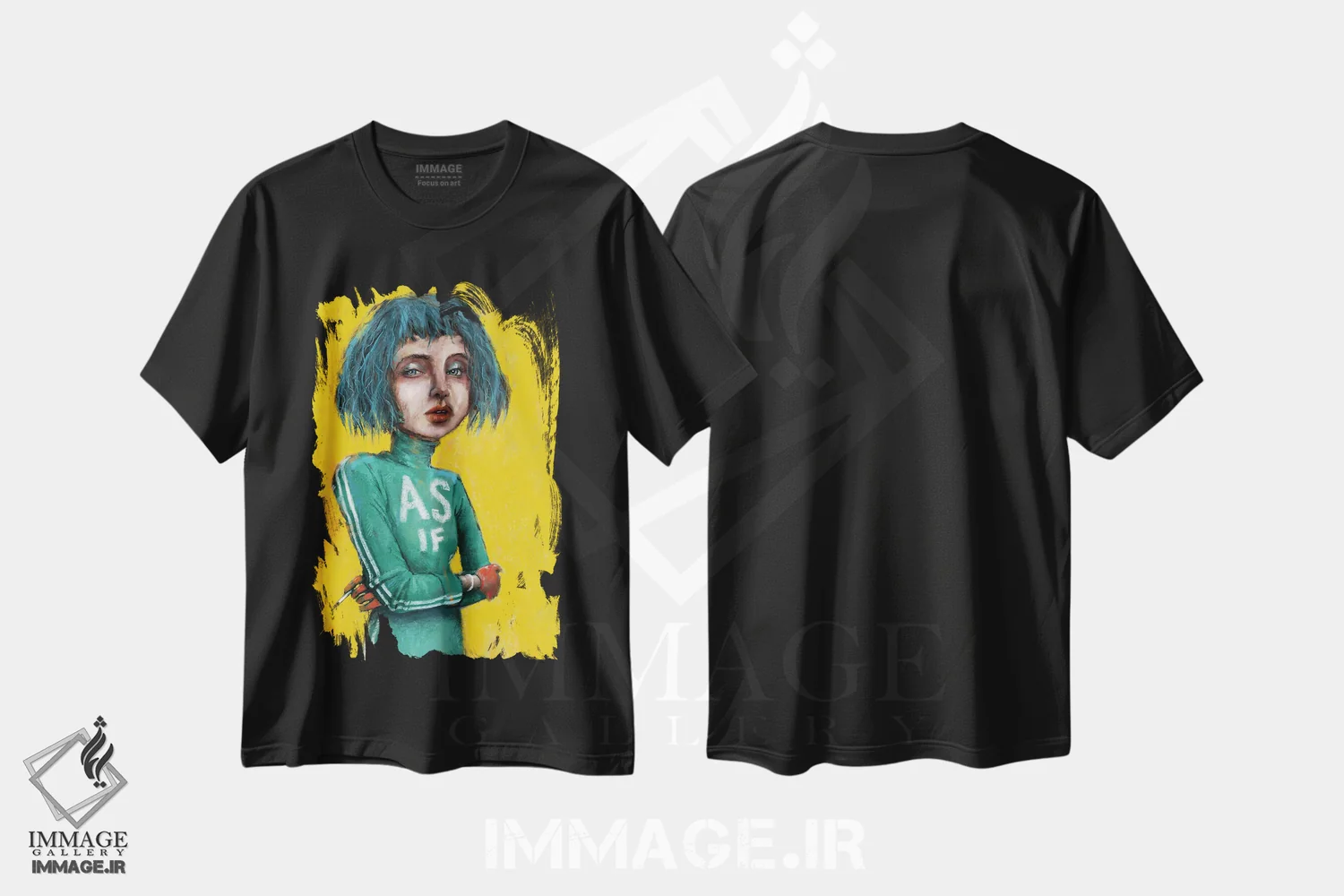 تیشرت مشکی طرح دار "مثل اینکه"، دکوراسیون جایگزین اثر لیت او'مالی | فروشگاه ایماژ