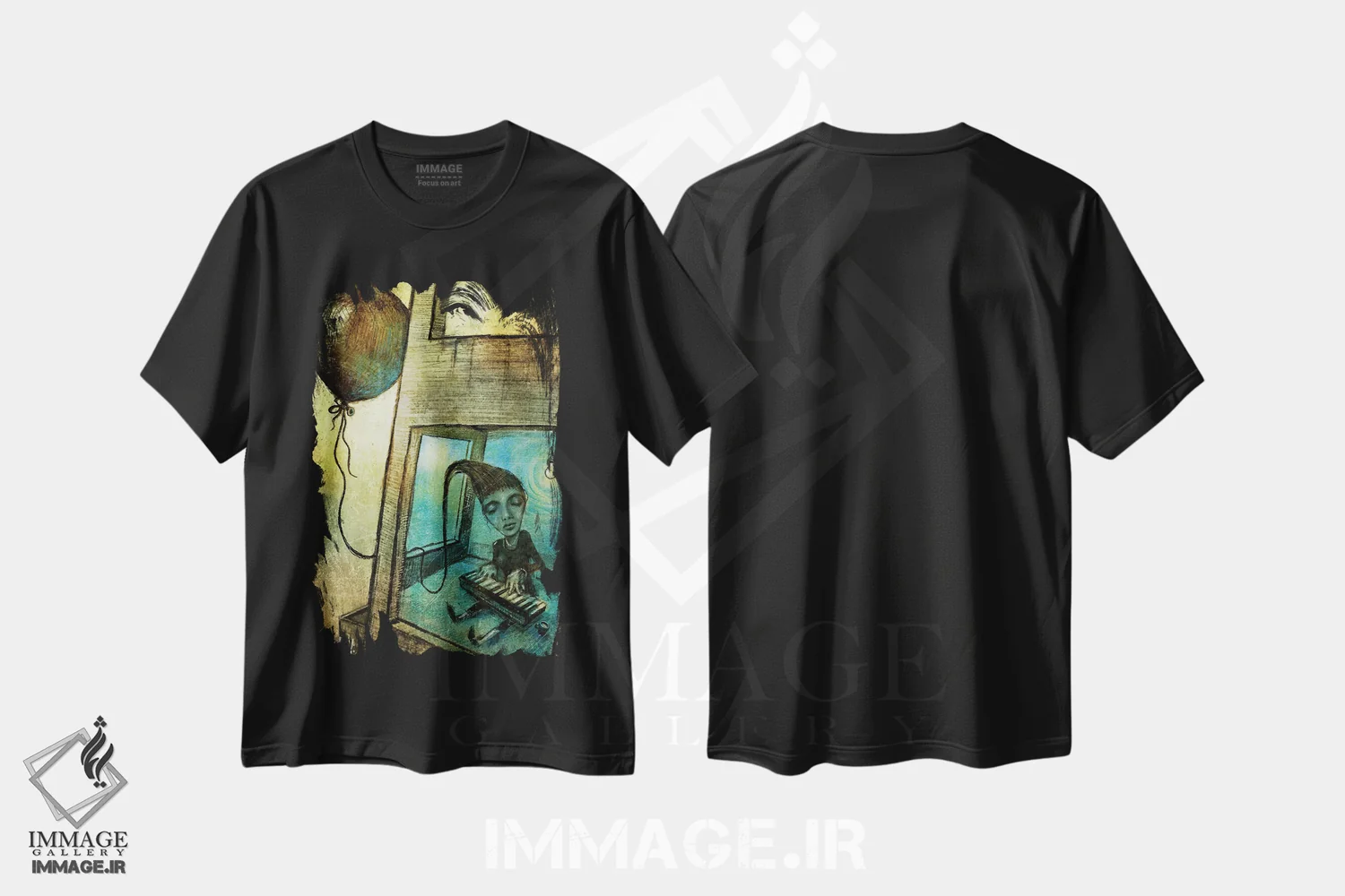 تیشرت مشکی طرح دار "رویای پرواز"، دکوراسیون جایگزین اثر لیت او'مالی | فروشگاه ایماژ