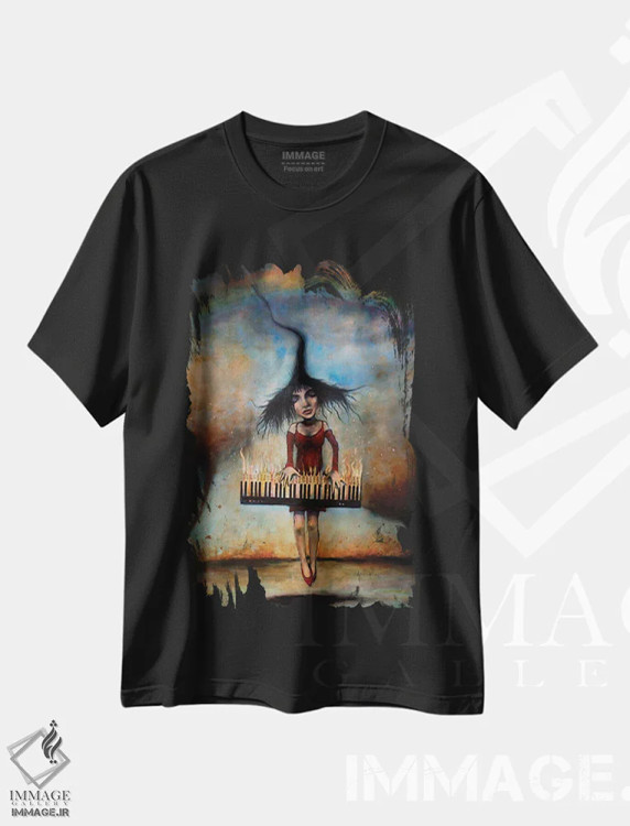 تیشرت مشکی طرح دار "فراتر رفتن"، هنر فاخر معاصر اثر لیت او'مالی | immage.ir