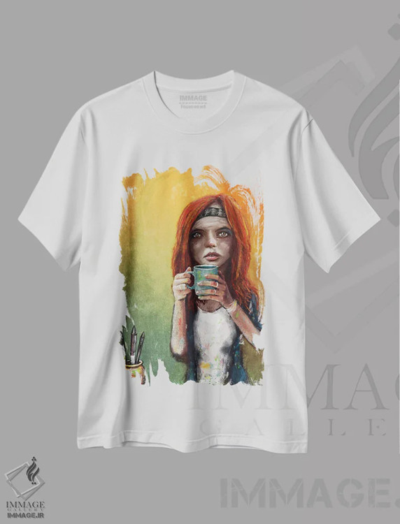 تیشرت سفید طرح دار "خلاق"، هنر فاخر معاصر اثر لیت او'مالی | immage.ir