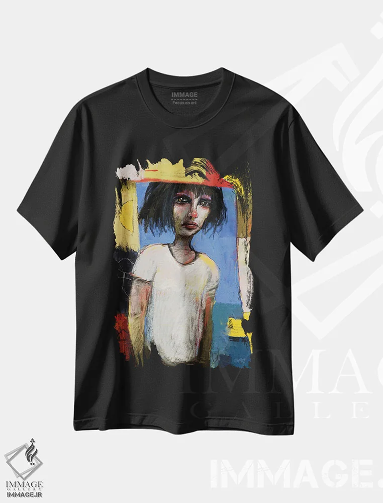 تیشرت مشکی طرح دار "از درون به بیرون"، هنر فاخر معاصر اثر لیت او'مالی | فروشگاه ایماژ