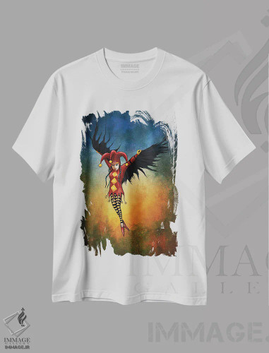 تیشرت سفید طرح دار "شوخی"، هنر فاخر معاصر اثر لیت او'مالی | فروشگاه ایماژ