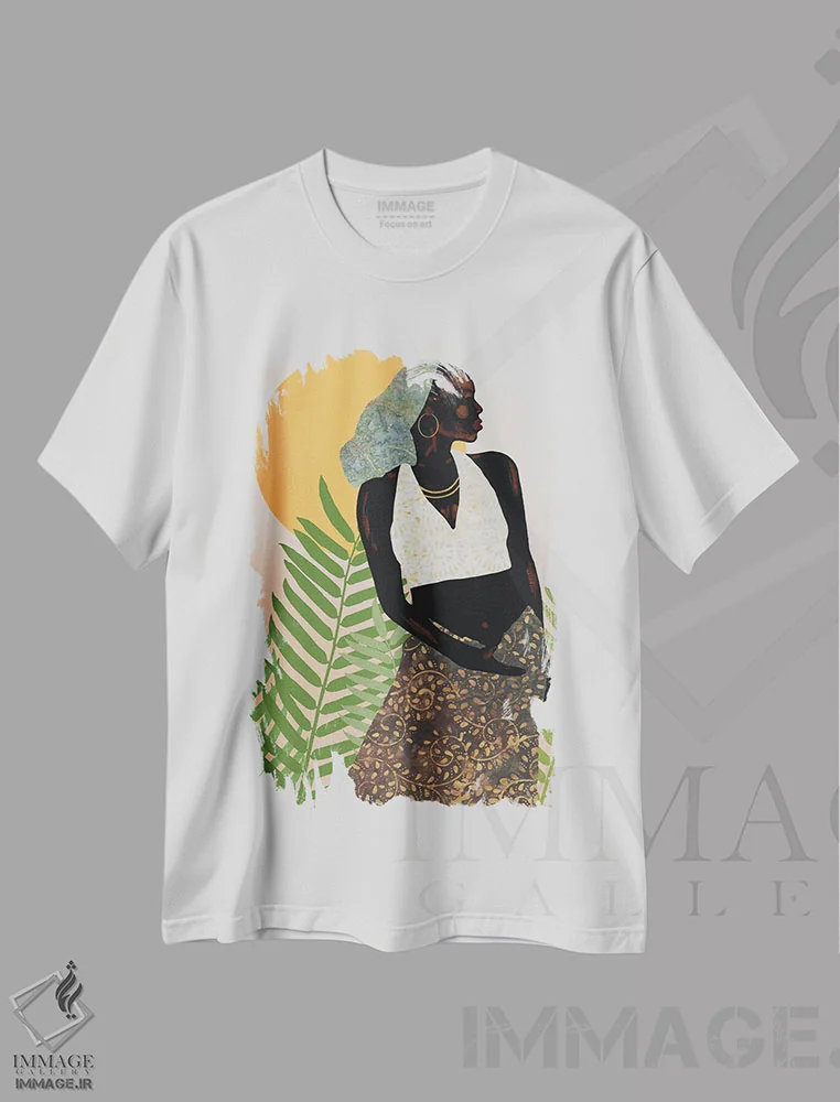 تیشرت سفید طرح دار "وقار او"، هنر آمریکایی آفریقایی تبار اثر آلونزو ساندرز | immage.ir