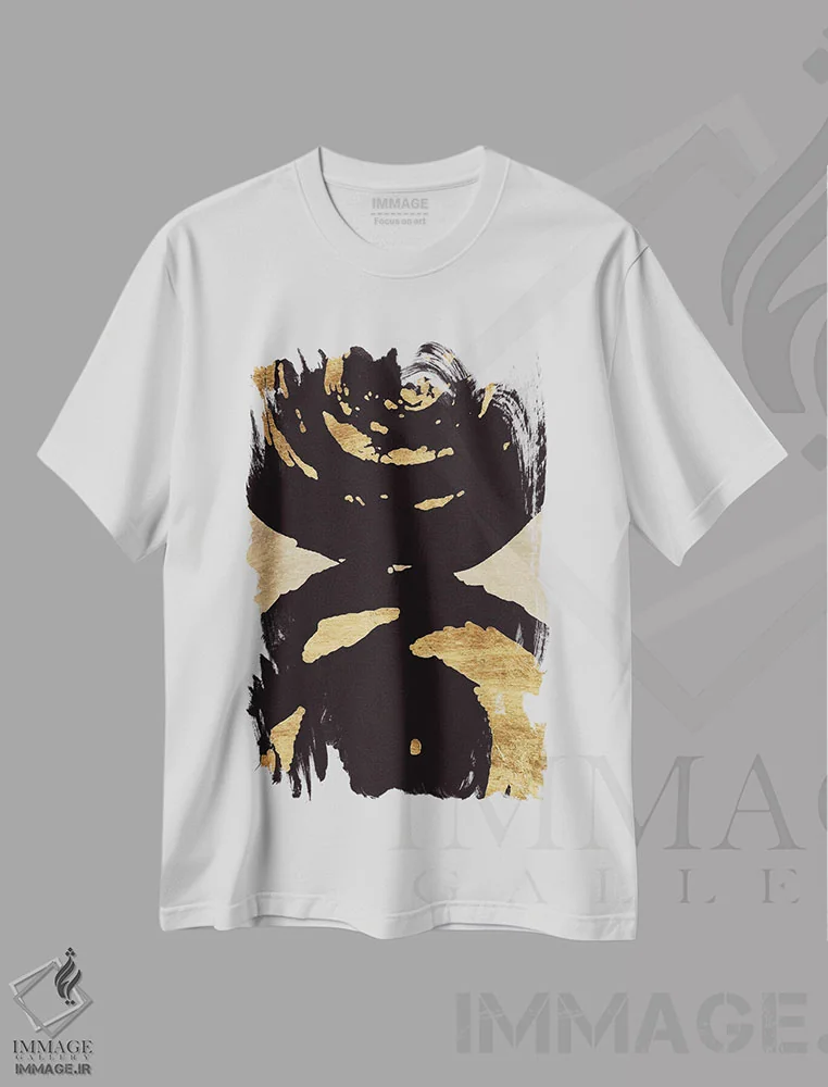 تیشرت سفید طرح دار "چرخش بر چرخش ۱"، آبستره اثر آلونزو ساندرز | فروشگاه ایماژ