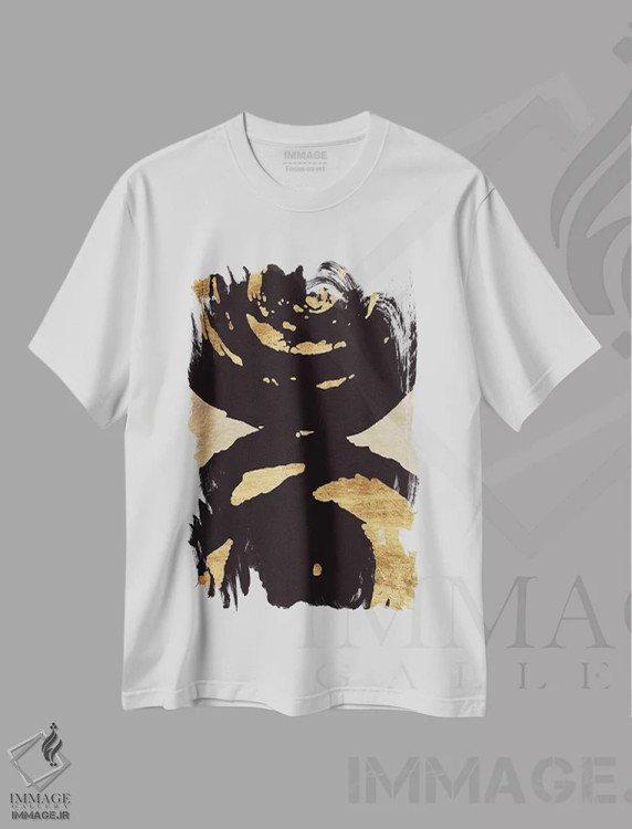 تیشرت سفید طرح دار "چرخش بر چرخش ۱"، آبستره اثر آلونزو ساندرز | فروشگاه ایماژ