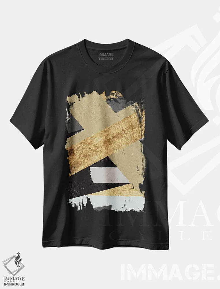 تیشرت مشکی طرح دار "چسبانده شده ۲"، آبستره اثر آلونزو ساندرز | فروشگاه ایماژ
