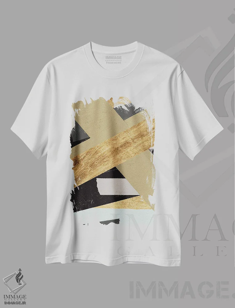 تیشرت سفید طرح دار "چسبانده شده ۲"، آبستره اثر آلونزو ساندرز | immage.ir