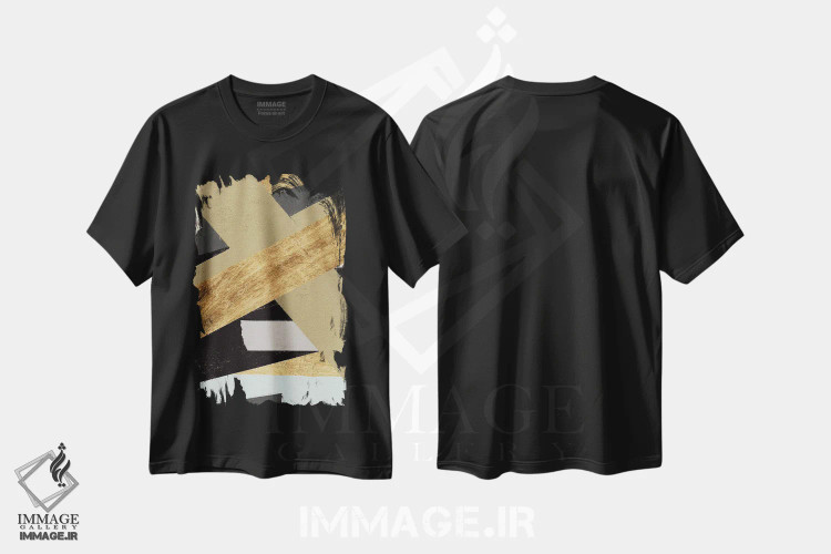 تیشرت مشکی طرح دار "چسبانده شده ۲"، آبستره اثر آلونزو ساندرز | فروشگاه ایماژ
