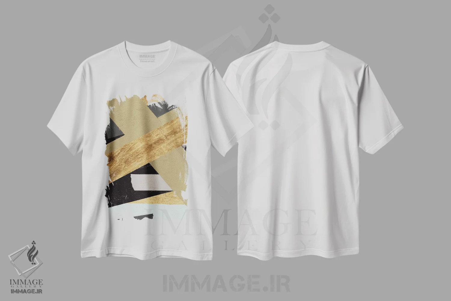 تیشرت سفید طرح دار "چسبانده شده ۲"، آبستره اثر آلونزو ساندرز | immage.ir