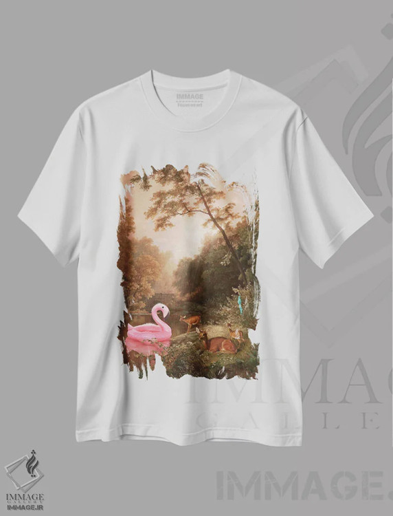 تیشرت سفید طرح دار "وقتی شناگران رفته اند"، هنر دیجیتال اثر یوناس لوس | immage.ir