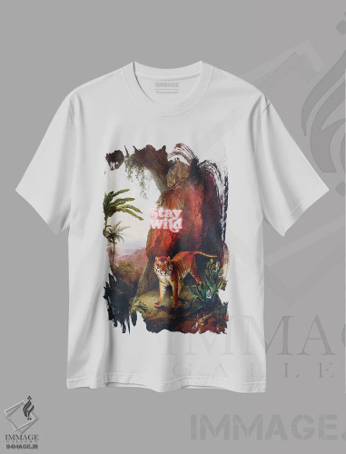 تیشرت سفید طرح دار "وحشی بمان"، هنر دیجیتال اثر یوناس لوس | فروشگاه ایماژ