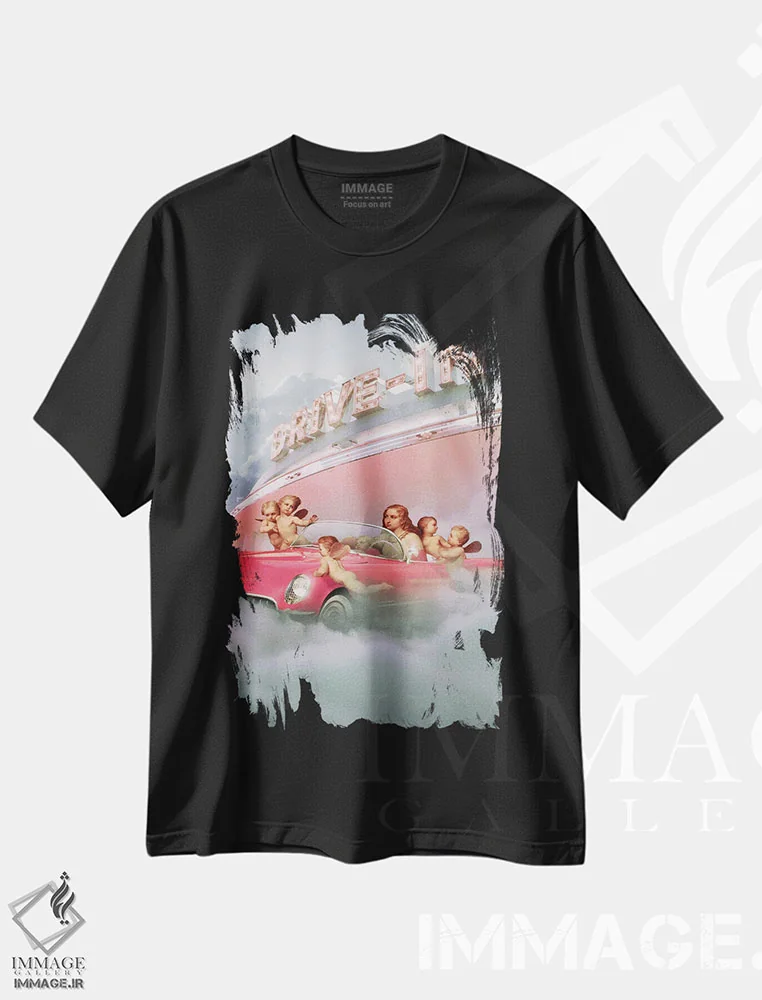 تیشرت مشکی طرح دار "پارکینگ مقدس"، هنر دیجیتال اثر یوناس لوس | immage.ir