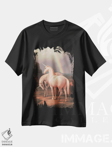 تیشرت مشکی طرح دار "یونیکورن ها"، هنر دیجیتال اثر یوناس لوس | فروشگاه ایماژ