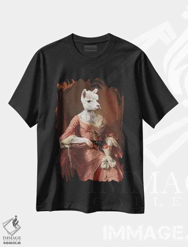 تیشرت مشکی طرح دار "خانم آلپاکا"، هنر دیجیتال اثر یوناس لوس | فروشگاه ایماژ