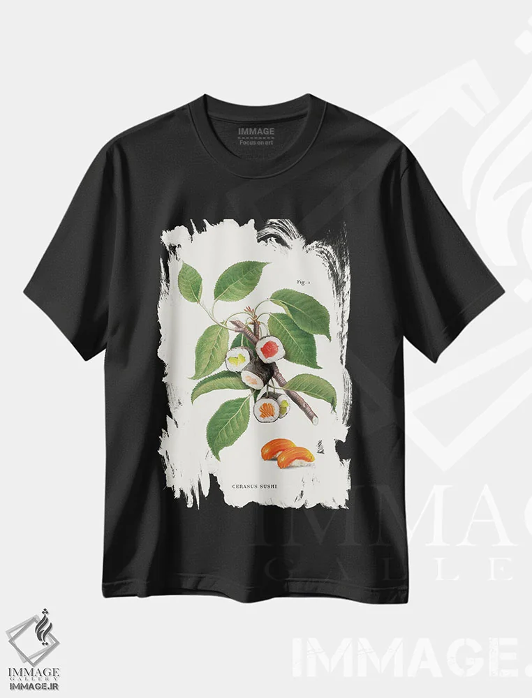 تیشرت مشکی طرح دار "کارخانه سوشی"، هنر دیجیتال اثر یوناس لوس | immage.ir
