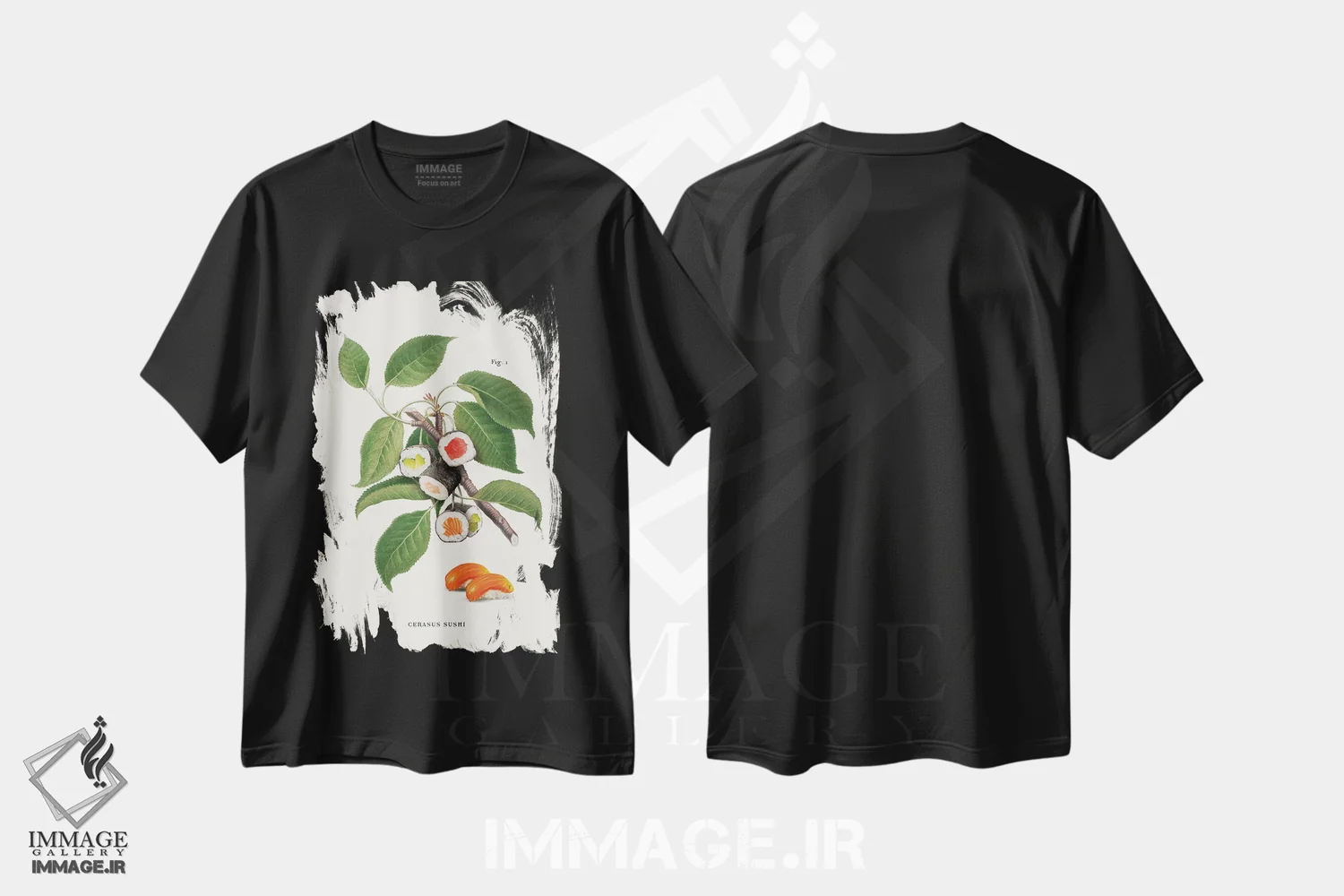 تیشرت مشکی طرح دار "کارخانه سوشی"، هنر دیجیتال اثر یوناس لوس | immage.ir