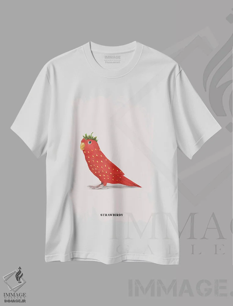 تیشرت سفید طرح دار "پرنده کاهی"، هنر دیجیتال اثر یوناس لوس | فروشگاه ایماژ