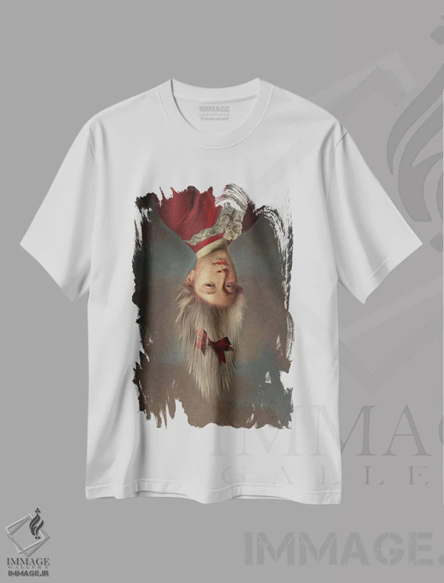 تیشرت سفید طرح دار "پسر وارونه"، تزئینی اثر یوناس لوس | فروشگاه ایماژ
