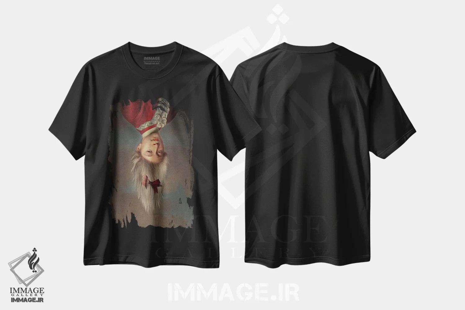 تیشرت مشکی طرح دار "پسر وارونه"، تزئینی اثر یوناس لوس | immage.ir