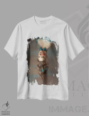 تیشرت سفید طرح دار "دختر وارونه"، تزئینی اثر یوناس لوس | immage.ir