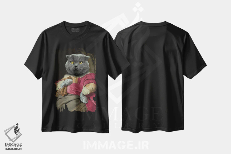 تیشرت مشکی طرح دار "ارباب بچه گربه ها"، تزئینی اثر یوناس لوس | immage.ir